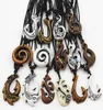 Whole lot 15pcs Mixed Hawaiian Jewelry Imitation Bone Carved NZ Maori Fish Hook Pendant Necklace Choker Spiral Amulet Gi6675804