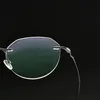 Armação de óculos masculino sem aro de liga ultraleve, armação quadrada de prescrição de miopia para mulheres, vidro óptico 240119