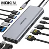 Mokin USB -C Hub Docking Station för M1M2 Thunderbolt Laptop - har 4K DP 100W PD SDTF RJ45 240126