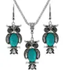 10 Set Pendant Drop Earrings Lovely Dolphin and Owl Shape Green Turquoise Stone Silver Plated Jewelry8464073