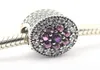Shimmering Droplets Silver Beads with Purple CZ charms 925 sterling silver loose beads for thread bracelet fashon jewelry authentic1069610