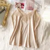 Camisoles Réservoirs Sexy Dentelle Camisole Femmes Soie V-Cou Sans Manches Dos Nu Spaghetti Sangle Soyeux Doux Haut Décontracté