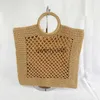 Totes Coon Rope andmade Woven Womens andbags Designer Boemian Summer Straw Beac Bags Female Cutout Knied Tote Bag PursesH24218