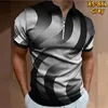 رجال Polos 2024 الصيف ثلاثية الأبعاد قميص البولو المطبوع بأكمام قصيرة من طية صدر السترة عالية الجودة ملابس الشوارع