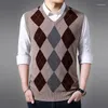Kamizelki męskie wełniane kamizelki kamizelki 2024 Spring Autumn V-Neck Sleevelesss Multicolor Sweater