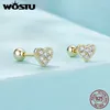 Stud -oorbellen Wostu 925 Sterling Silver Mimi Zirkon Wedding For Women Heart Star Lightning Euro Koreaanse feestjuwelen