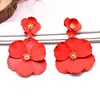Dangle Oorbellen Bloem Emaille Groot Voor Vrouwen Unieke Plant Lange Hanger Rode Fashion Statement Koreaanse Sieraden Feestartikelen