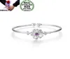 OMHXZJ Hele Europese Mode Vrouw Meisje Party Huwelijkscadeau Bloem Roze Open 925 Sterling Zilveren Manchet Bangle BA717761936