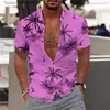 Herrt-shirts 2023 Coconut Tree Mens 3D Printed Hawaiian Beach Shirt 5xl kortärmad mode-topp-t-shirt Q240426
