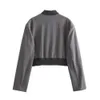 Taop Za 2024 Ранняя весенняя женская модная повседневная куртка в полоску с широкими брюками, комплект 240118