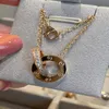 Designer Luxus Halskette Designer Schmuck Gold Silber Doppelring Weihnachtsgeschenk Cjeweler Herren Frau Diamant Liebe Anhänger Halsketten haben Halskette 2024