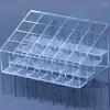 Kosmetiska väskor hög kvalitet 24 gitter trapezoid plast transparent makeup display rack läppstift stativ arrangör hållare låda