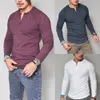 Summer Mens Slim Fit V Neck Short Tshirts Casual Tops Solid Long Sleeve Muscle Tee Daily Wear 240130