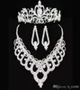 Shiny Crystal Rhinestone Crown Tiara Wedding Halsband örhängen Brudsmycken Set Wedding Accessories Bridal Costume Jewelry Acces1058312