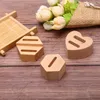 Jewelry Pouches 1PC Wooden Hexagon Heart-shaped Ring Display Stand Couples Rings Holder Gift