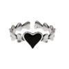 Wedding Rings Romantic Black Love Heart Resin Retro Thai Silver Female Engagement Ring Jewelry For Women 2024 Design No Fade Gifts