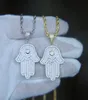 Hip hop bling jóias geladas menino legal colar masculino hamsa mão pingente banhado a ouro prata cz zircônia cúbica bling hiphop necklac7080397