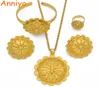 Anniyo Eritrean and Ethiopian Jewelry Pendant Necklaces Earrings Ring Bangles for Women Gold Color African Wedding Gifts 207406 28020007