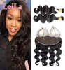 Peruvian 2 Bundles With 13 X 4 Lace Frontal 3pcsset Body Wave Bundles with Ear To Ear 13 X 4 Lace Frontal Human Hair Wefts With C8331177