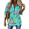 Dames blouses Memphis jaren '70 casual blouse lange mouwen graffiti kunstprint kantoorwerk dames basic oversized shirt grafisch top cadeau