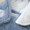 Lammullfödd filt vinter swaddle hooded bunny fleece foder baby barnvagn sovväska varm spädbarn sömnsack 240131