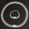 Hip Hop Jewelry 20mm Iced Out Cuban Link Chain 925 Silver 3 Row Full Diamond 18k Gold VVS Moissanite Cuban Armband