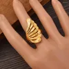 Cluster Rings 24k Gold Plated Resizable Classic Women Elegant Fingerring Ethiopian Dubai Africa Fashion Wedding Jewelry Gift