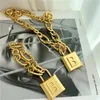 Vintage Chunky Metal Thick Chain Necklace Geometric Letter B Lock Pendant Fashion Women Punk Jewelry Accessories 240202