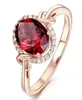 R436 New Fashion Rose Gold Rings for Women Zircon Zircon Red Opal Ring Gifts Female323B4862036