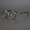最高品質の日本の手作りの超軽量レトロラウンドグラスフレームメン眼鏡女性光学処方術眼振レンズ240126