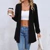 Women's Blouses Ribbed Knitted Sweaters For Women Draped Front Open Cardigan Casual Long Sleeve Lightweight Blouse Wool Knitwear Jumper