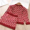 Girls Luxury 2st Knitting Set Princess Classic Clothes Winter Sweater Kjol Birthday Uniform för 18 års barnvagnar 240129