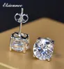 Elsieunee 925 Sterling Silver 678mm Round Cut Simulated Moissanite Diamond Earrings Engagement Wedding Stud Earrings for Women6596700