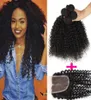 7a Remy Afro Kinky Curly Virgin Hair Lace Contain lub środkowa część z 3 wiązkami Brazylijskie Kinky Curly Human Hair Hair Huaman Hair 7313504