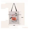 Kerstversiering 15 stijlen Halloween Grote canvas tassen Katoenen tas met pompoen Duivel Spider Hallowmas Geschenken Zak Drop D Dhvap