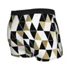 Cuecas modernas preto branco e falso triângulos de ouro homens boxer briefs roupa interior padrões geométricos altamente respirável shorts de alta qualidade