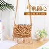 Shoulder Bags Coon Rope Woven Womens Crossbody Bag andmade Knied Tassel Soulder Boemian Summer Straw Beac Female Flap PurseH24218