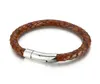 Gioielli fatti a mano Men039s Bracciale a catena intrecciato con cordoncino di cuoio color marrone blu da 8 mm Chiusura in acciaio inossidabile da 215 mm5344888