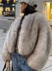 Päls kappa kvinnor varm päls långärmad lös V-Nek kvinnlig outwear Autumn Winter Street All Match Lady Overcoat 240122
