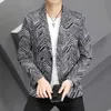 2024 Spring Men Blazers Fashion Stripe Printing Suit Jackets Slim Fit One Button Casual Business Coats Blazer Masculino M-3XL