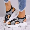 Women Summer Mesh Beach Sandalen rutschen auf Frauen Espadrille Wedge geschlossener Zehenplattform Schnürung Casual für 24865 s