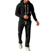 Survêtements pour hommes 2024 Casual Couleur Solide Sweatsuit Hommes Mode Sportswear Marque Survêtement Costume Mâle Gien Check Pantalon À Capuche 2 Pcs Ensemble