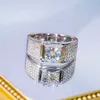 QINHUAN classique réel Mans bague ronde S925 en argent Sterling platine plaqué diamants mariage pour hommes bijoux fins 240125