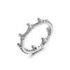 Cluster Rings Silver Plated Enchanted Crown Stapelbar ring Retro Transparent Elegant Girl Party Juilewing Christmas Gift