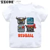 Camisetas venda quente bola vermelha 4 impressão dos desenhos animados crianças camisetas engraçado jogo meninas roupas bebê meninos camiseta verão casual crianças topsooo5849 q240218