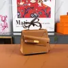 All hand-made handbag Designer shoulder bag with imported epsom leather French wax thread sewn 24K gold mini diagonal bag