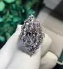 Flower Marquise Cut 4CT Symulowany diamentowy pierścień CZ 925 Srebrny Srebrny zaręczyny Pierścienie dla kobiet Party Biżuteria Prezent 3859678