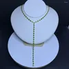 Kedjor 2024 Sexiga kvinnliga smycken White Green Cubic Zirconia Bezel Tennis Chain Round dot cz Long Y Lariat Necklace