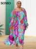SOMO Plus Size Africa Maxi abito in abiti estivi formale stampa floreale allentata eleganti abiti all'ingrosso Drop 240130