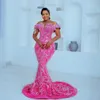 Plus Size Aso Ebi Vestidos de baile Sereia Sheer Neck Vestidos de noite Vestidos formais para mulheres negras Vestidos de aniversário Vestidos de noivado para ocasiões especiais NL524